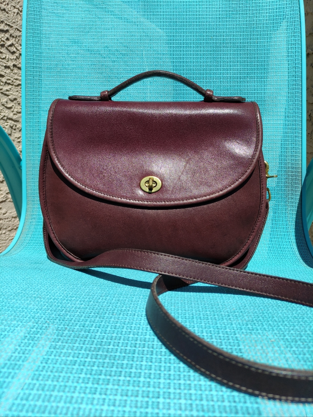 Vintage Coach 9865 Large Plaza Bag Burgundy READ - Picture 3 of 17